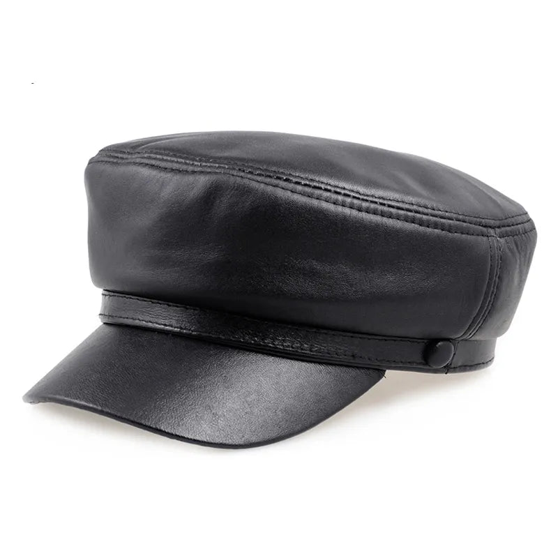 Spring/Winter Genuine Leather Military Hats: Thin and Windproof Design