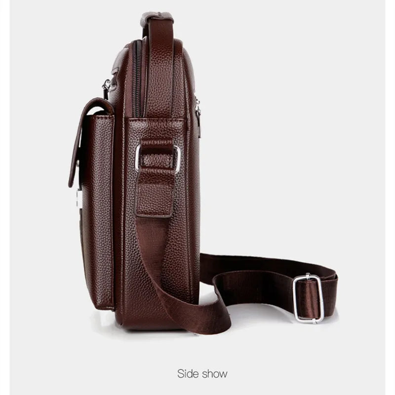 High-Quality Men's Genuine Leather Crossbody Shoulder Bags: Fashionable Business Messenger Bag for Men