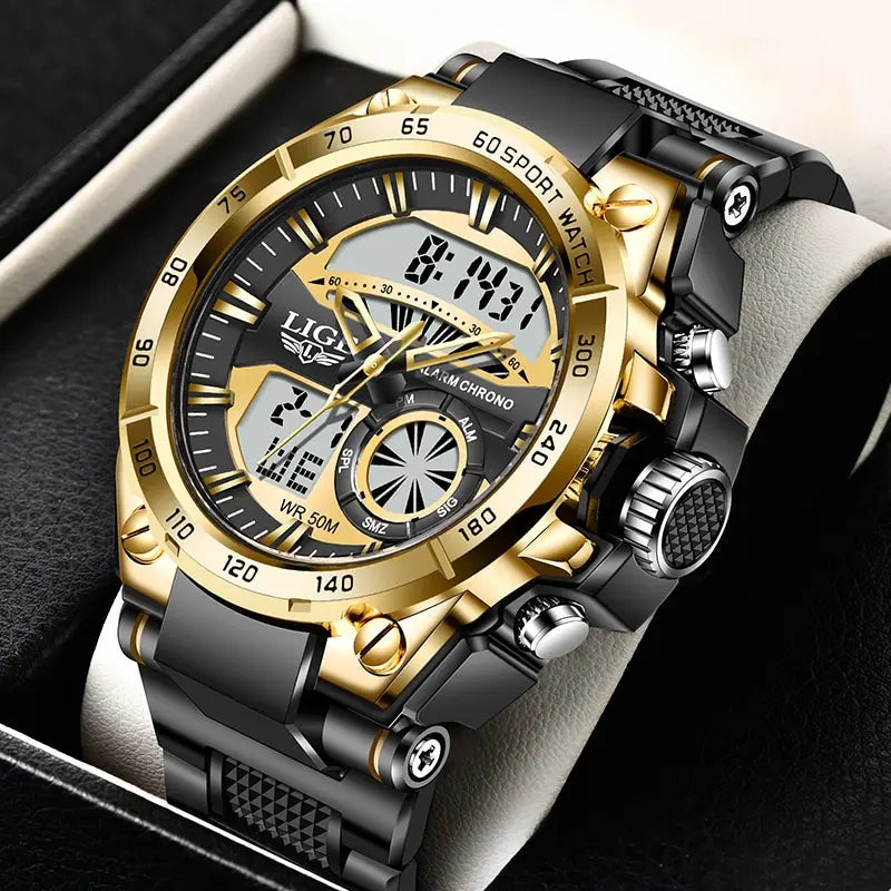 LIGE Dual Display Watch For Men