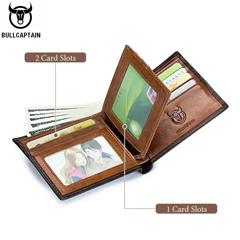 BULLCAPTAIN Men's Genuine Leather Wallet