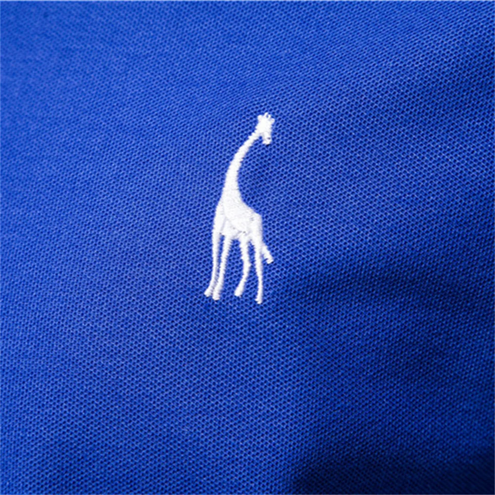 Giraffe Embroidery Red Polo Shirt