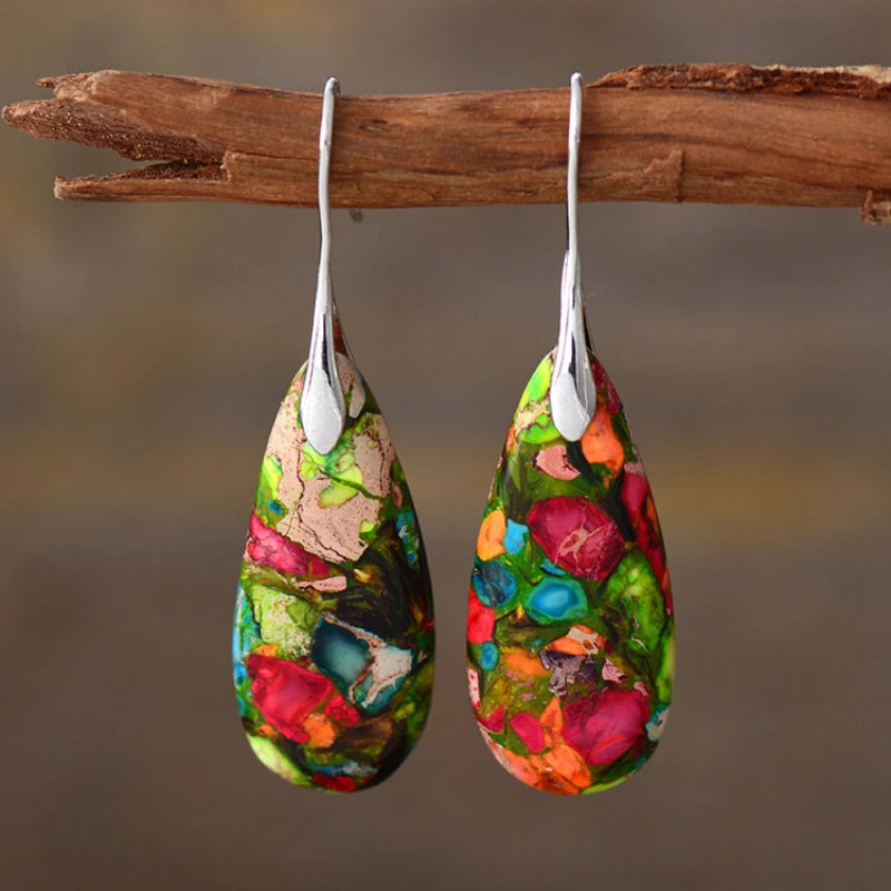 Exquisite Bohemian Emperor Stone Droplet Earrings