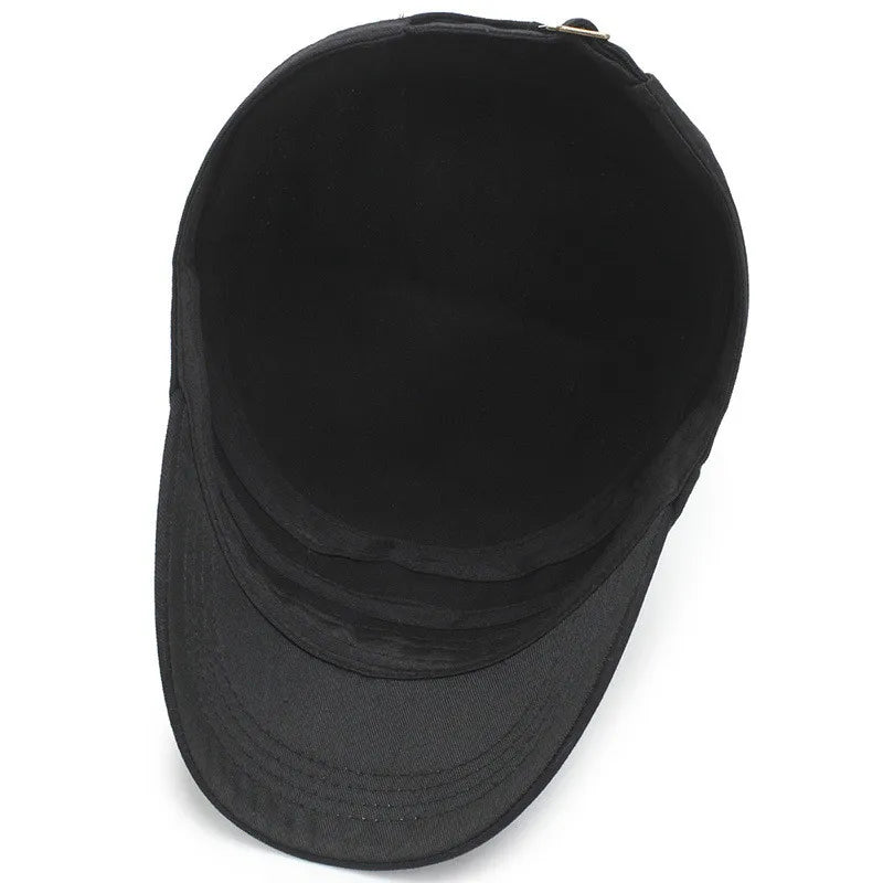 Men's Vintage Military Cap: Casual Flat Top Design for Summer and Autumn, Fashionable Shade in Cotton Material