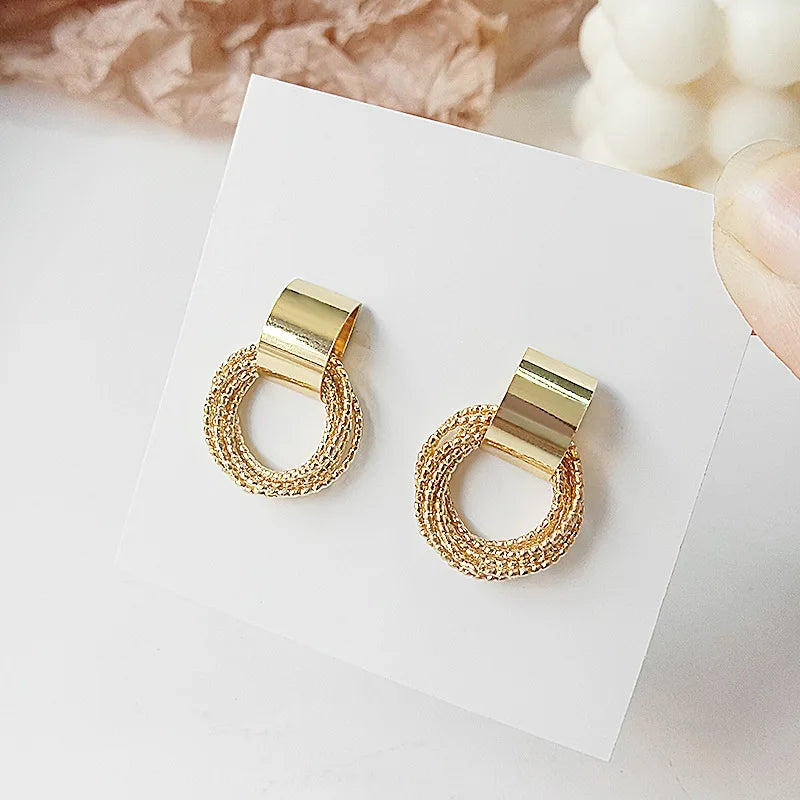 Retro Metal Gold and Silver Color Multiple Small Circle Earrings