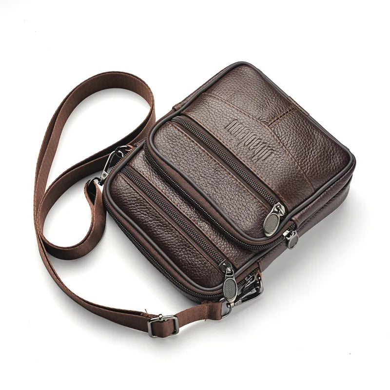 High-Quality Men's Genuine Leather Crossbody Messenger Bags: Fashionable Messenger Bag for Business and Fashion-Conscious Men