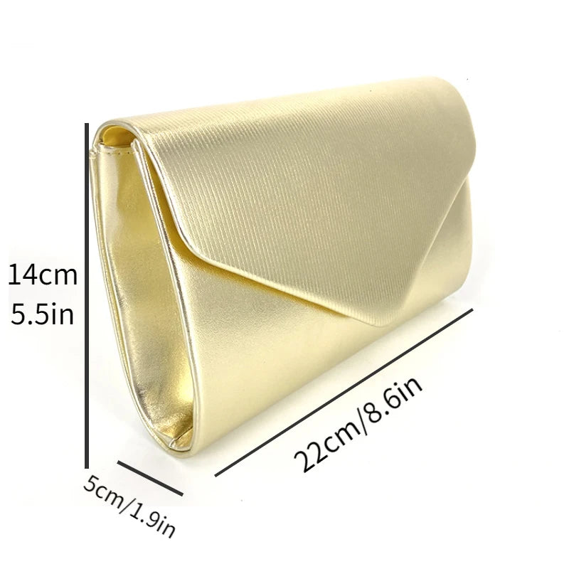 Gold Chain Evening Clutch for Women: Versatile Envelope Style, Ideal for Daily Use, Weddings, and Parties