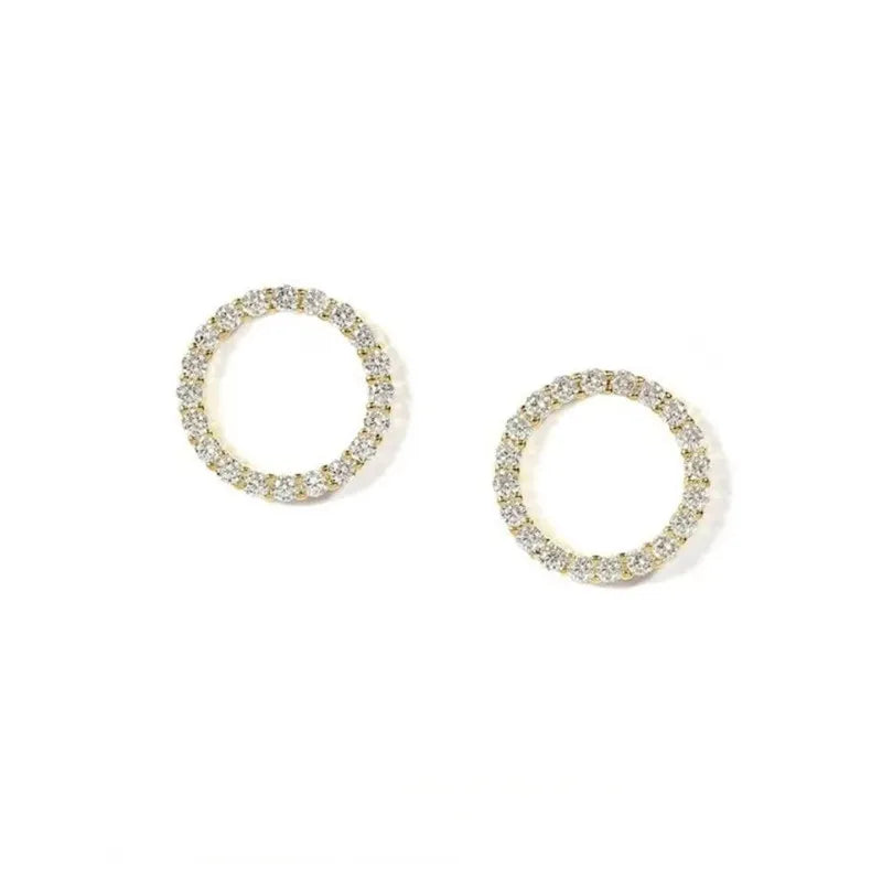 Minimalist Gold-Toned Crystal Circle Stud Earrings: Delicate and Elegant