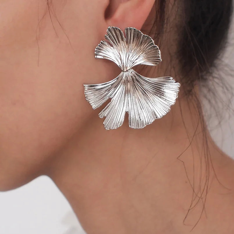 Ginkgo Biloba Leaf-Shaped Drop Earrings for Women