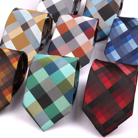 New Polyester Necktie for Men: Classic Checked Ties, Fashionable Neckwear for Wedding, Business, and Suit Attire