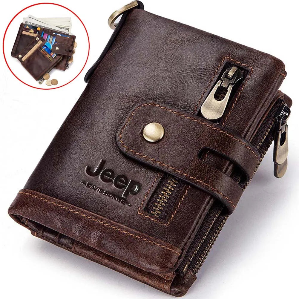 Jeep Engraved Genuine Leather Men's Wallet