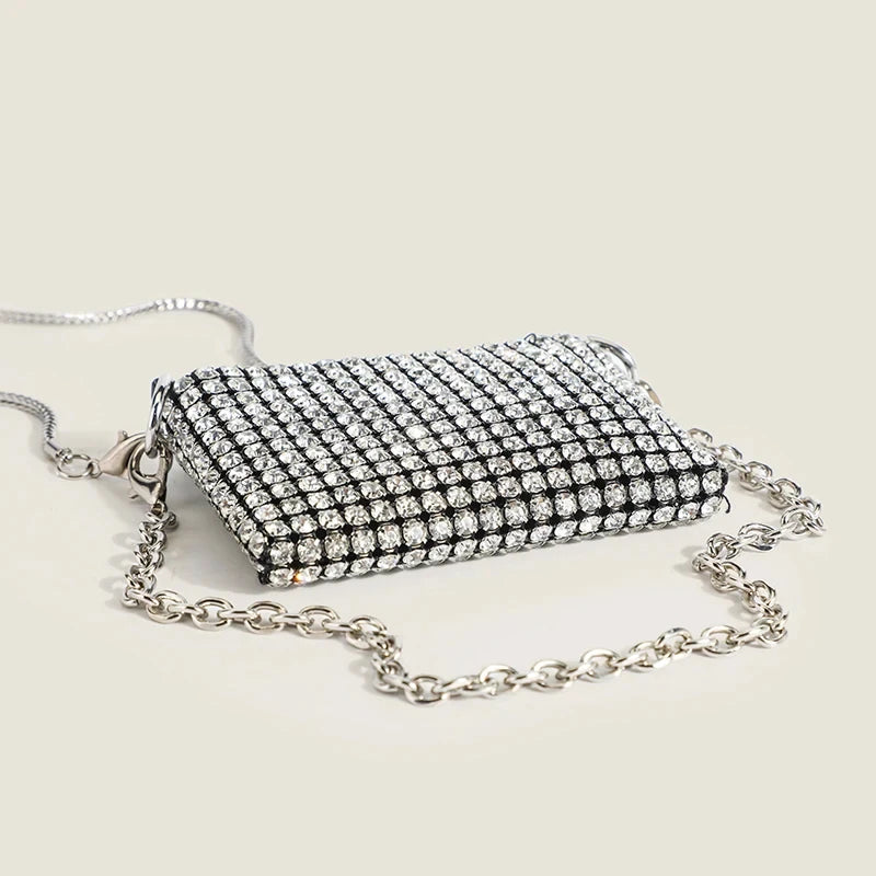 Luxury Designer Rhinestone Clutch for Women: Party Purse with Chain, Mini Shoulder Clutch