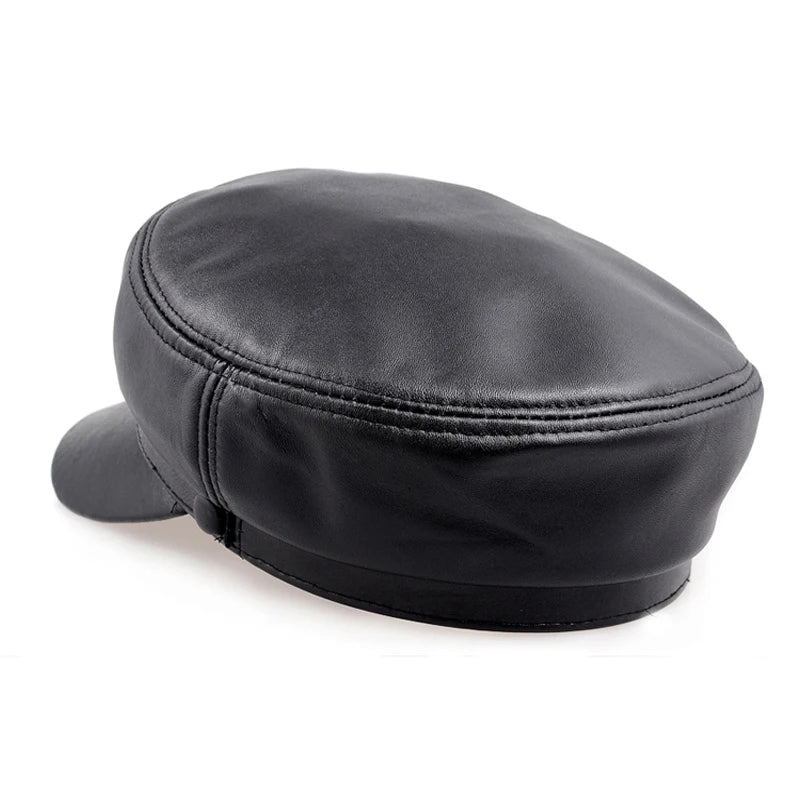 Spring/Winter Genuine Leather Military Hats: Thin and Windproof Design