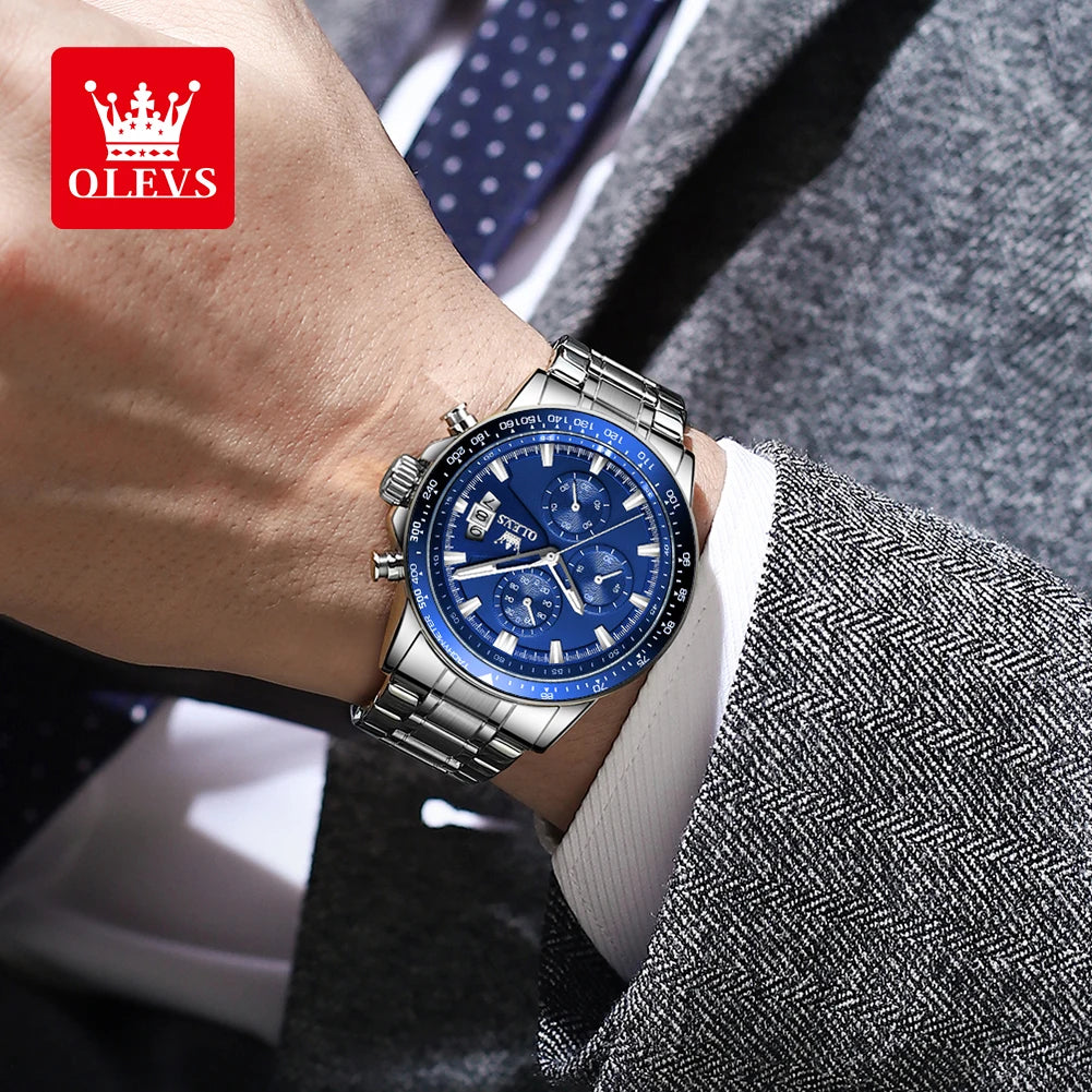 OLEVS Original Multi-function Chronograph Stainless Steel Waterproof Wristwatch