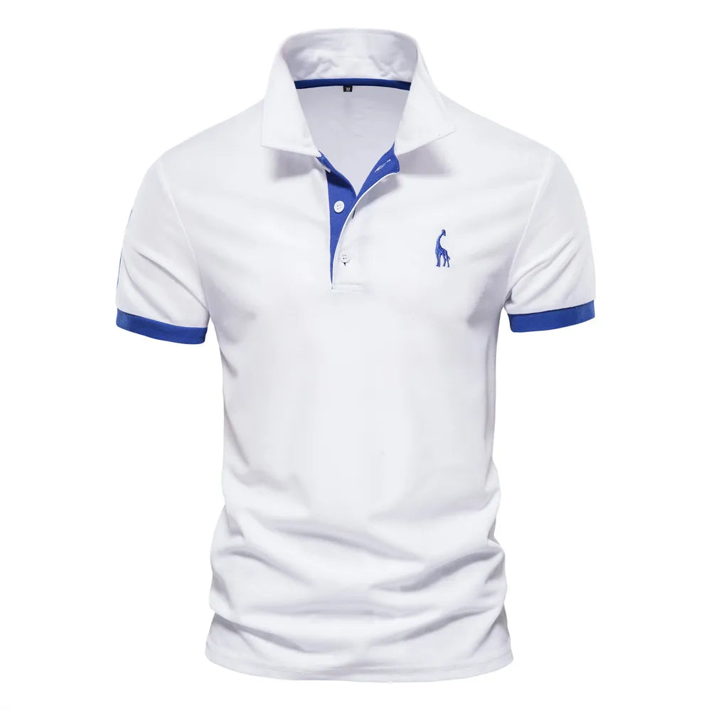 Embroidery White Slim Fit Polo Shirt