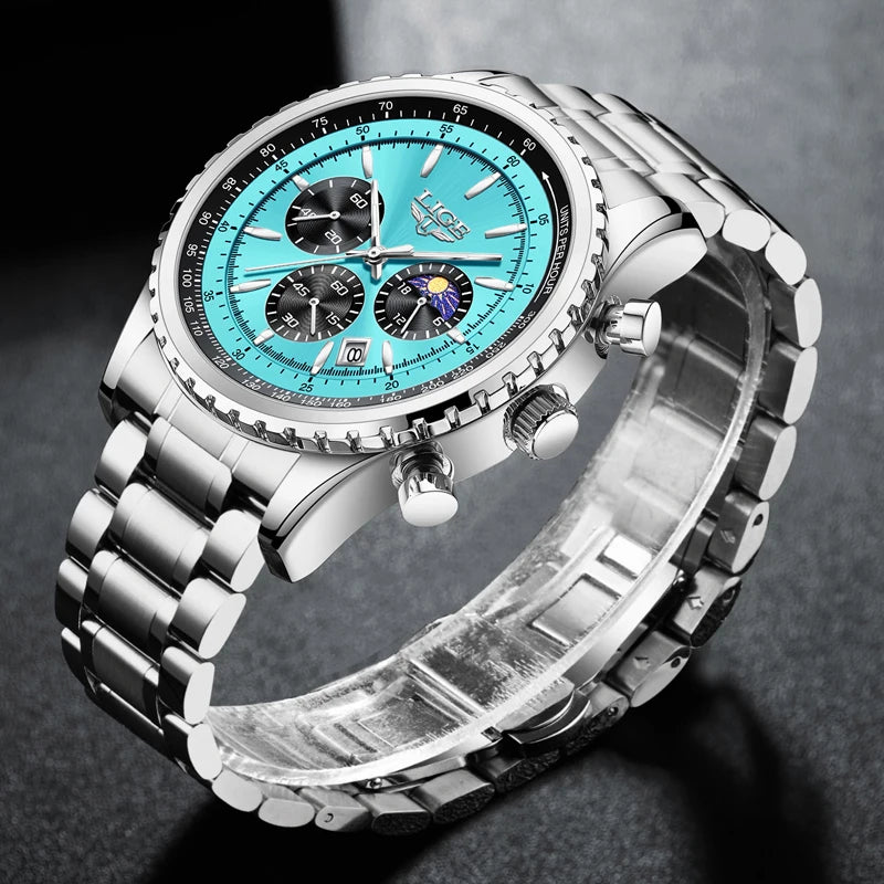 LIGE Luxury Quartz Men Chronograph Watch