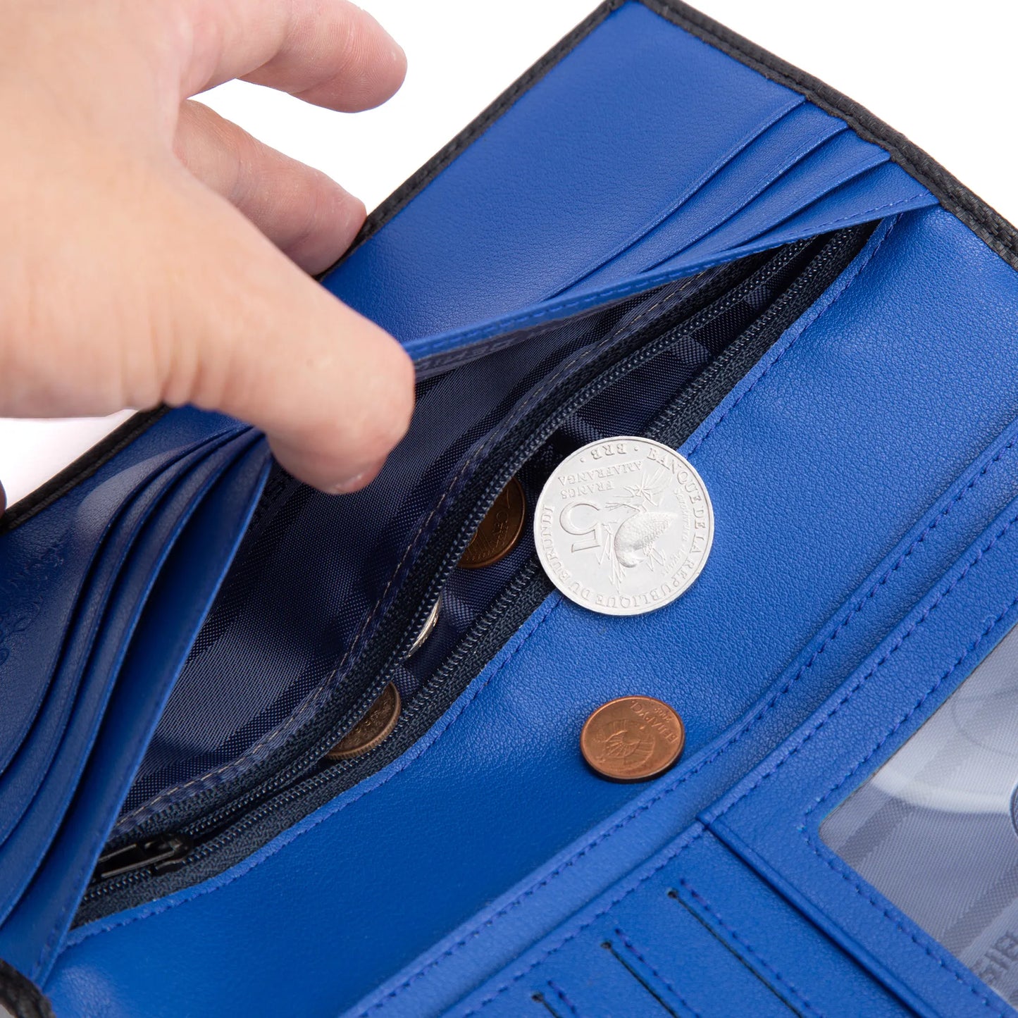 Denim Long Wallet: Carbon Fiber Men's Purse with RFID Blocking, Large Capacity Bill and Card Holder