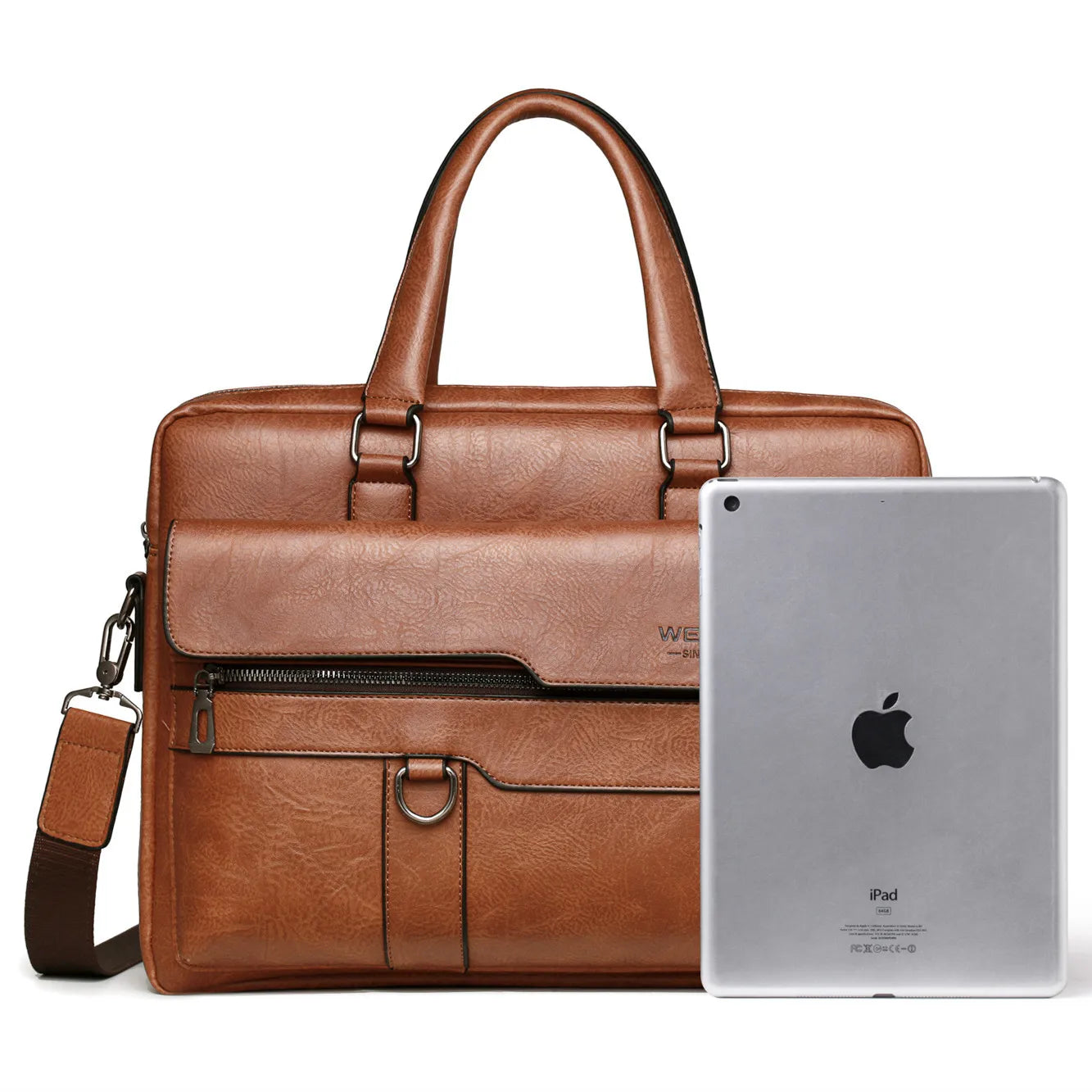 High-Quality Men's Leather Briefcase: Shoulder Messenger Bag for Office, Suitable for 14-Inch Laptop