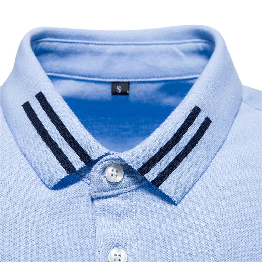 Light Blue Casual Short Sleeve Polo Shirts