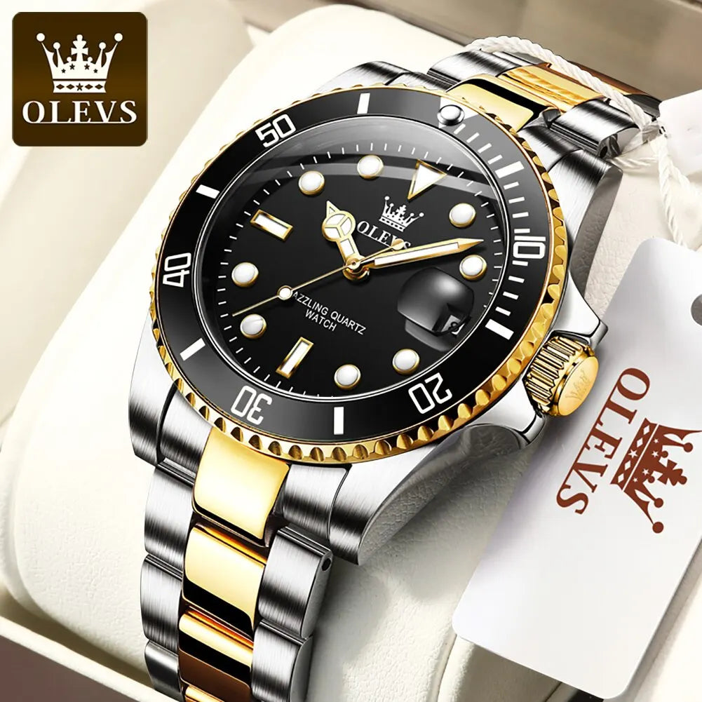 OLEVS Stainless Steel Classic Quartz Luxury Watch