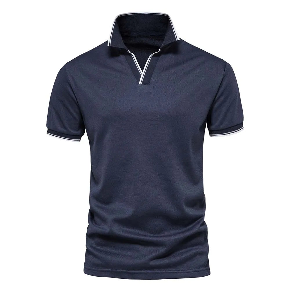 Navy Blue V Neck Polo Shirt