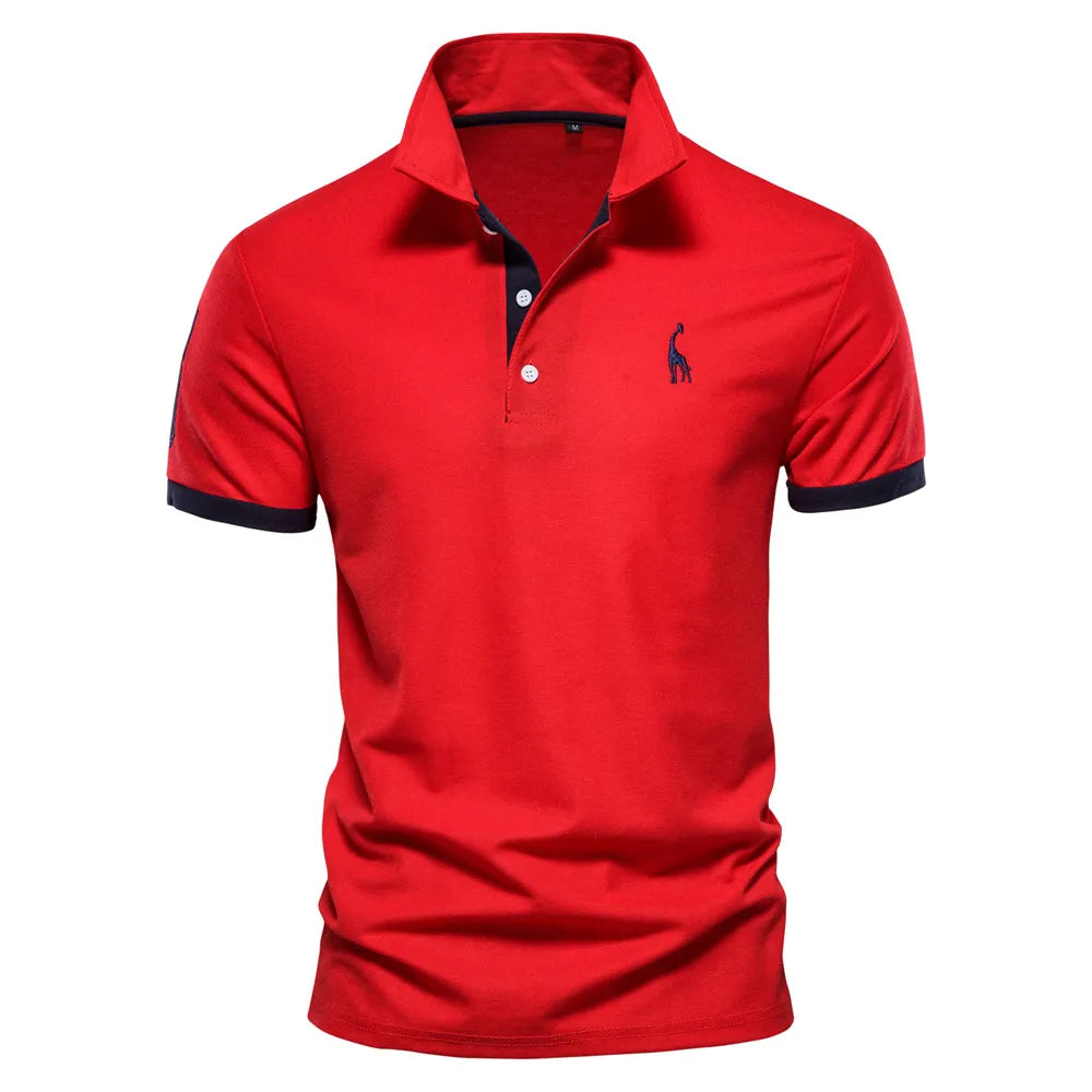 Embroidery Red Slim Fit Polo Shirt