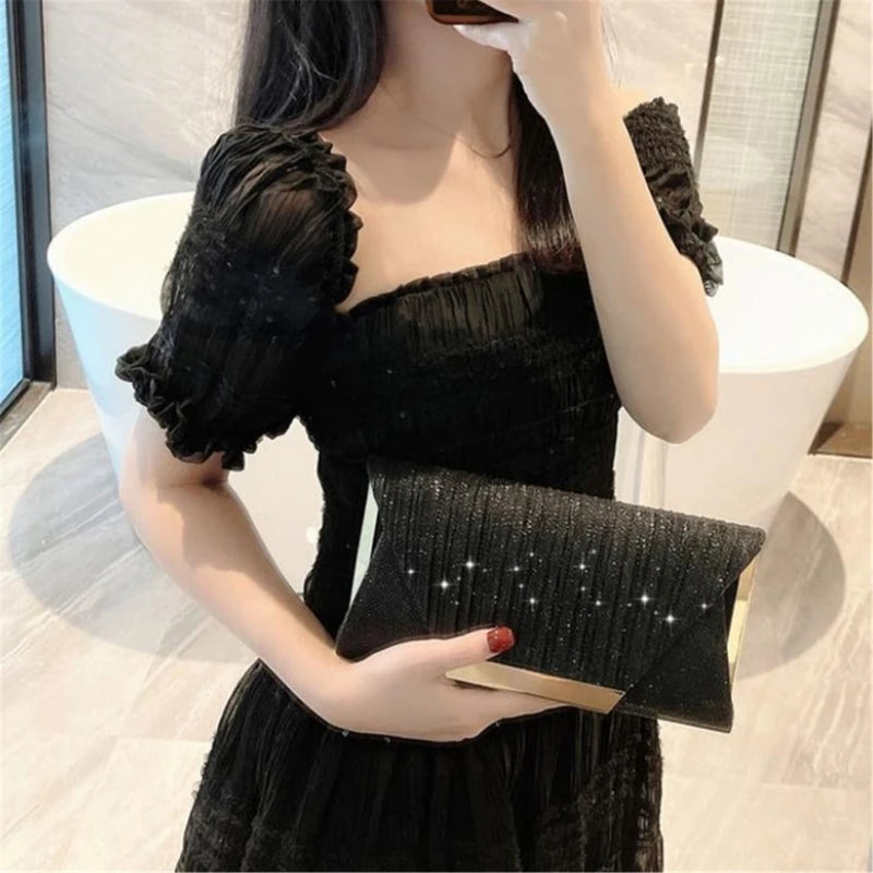 Exquisite Glitter Evening Clutch for Women with Shoulder Chain