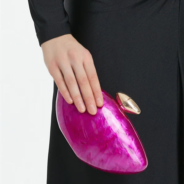 Designer Egg-Shaped Acrylic Evening Clutch: High-Quality Accessory for Women's Parties