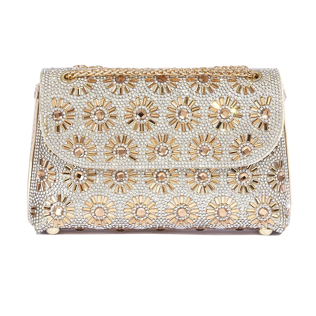 Luxury Designer Clutches: Exquisite Sunflower Rhinestone Clutch for Women