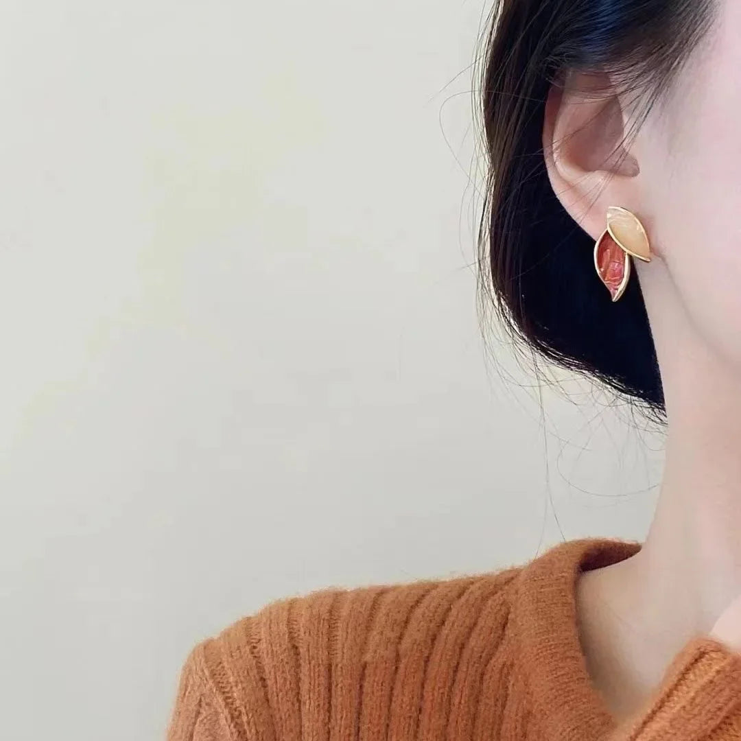 Elegant Autumn/Winter Orange Leaf Earrings