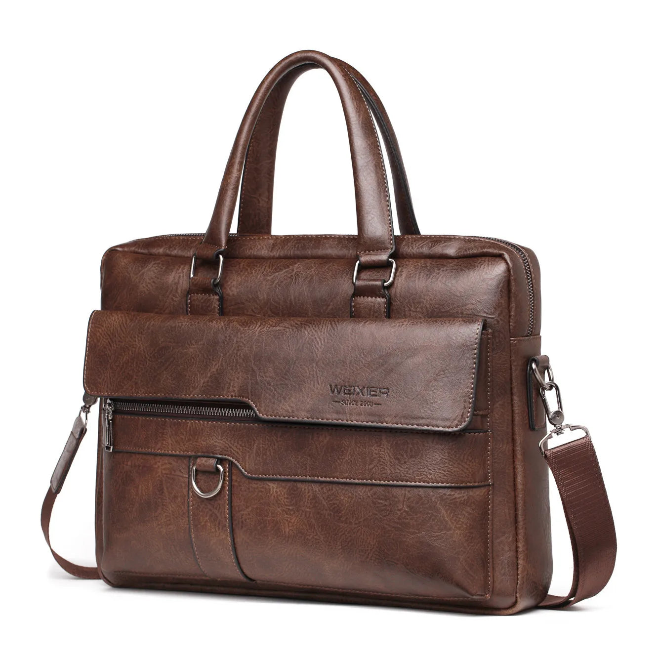 High-Quality Men's Leather Briefcase: Shoulder Messenger Bag for Office, Suitable for 14-Inch Laptop