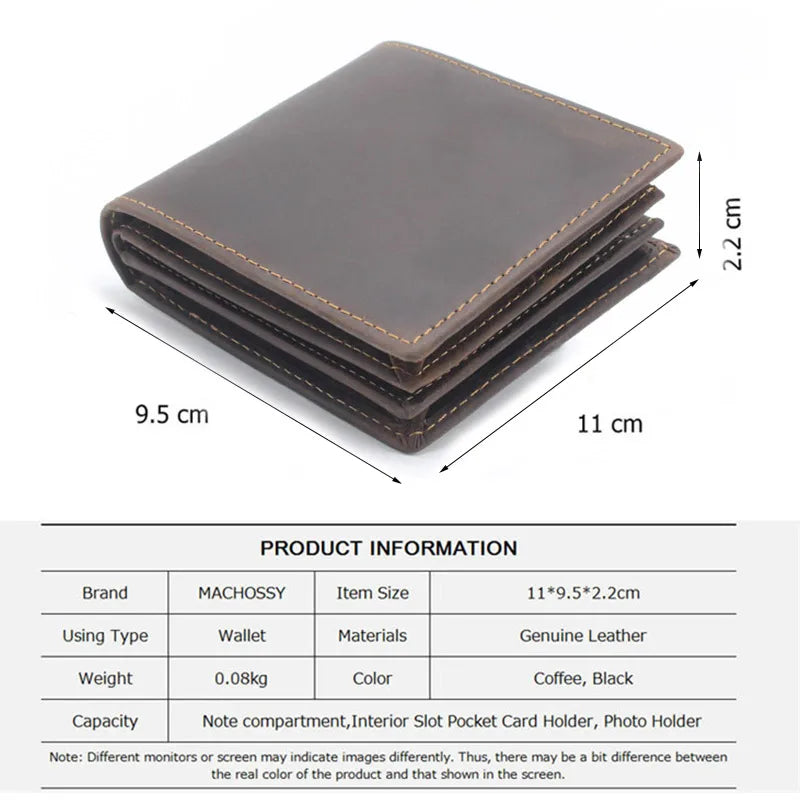 RFID Blocking Men's Oil Wax Skin Vintage Cow Genuine Leather Wallet