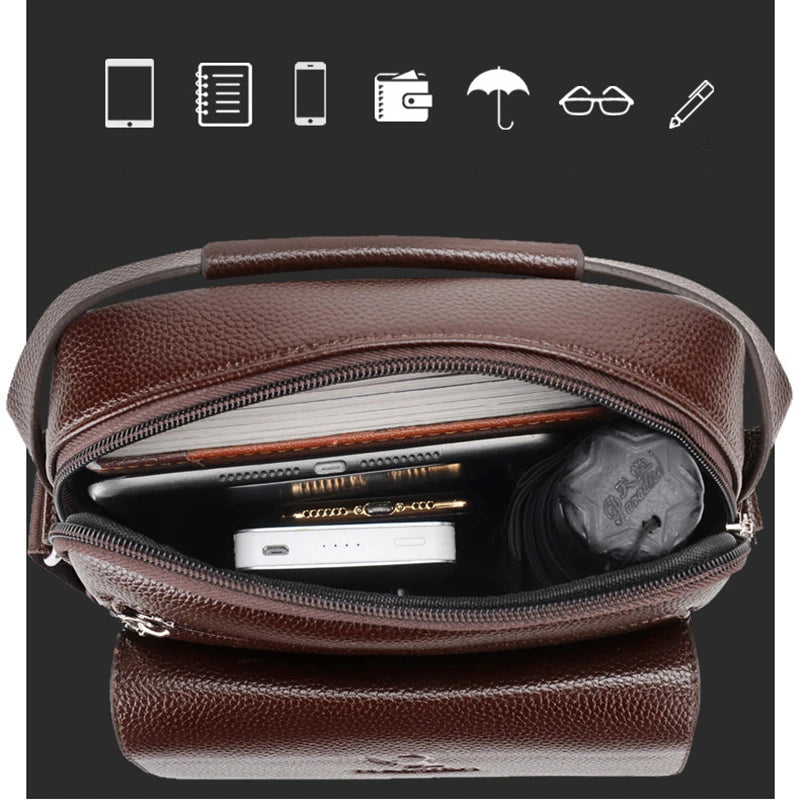 High-Quality Men's Genuine Leather Crossbody Shoulder Bags: Fashionable Business Messenger Bag for Men