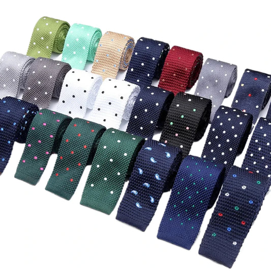 Men's Knitted and Polka Dot Necktie Collection: Available in 56 Colors for Weddings, Parties, Formal and Casual Wear, Featuring Dots Embroidery, Skinny Style