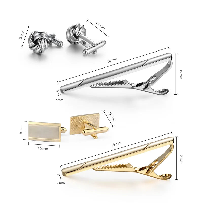 Distinguished Elegance: Luxury Men's 4 Sets Tie Clips & Cufflinks Set With Box - Ideal Wedding Guests Gifts for Men