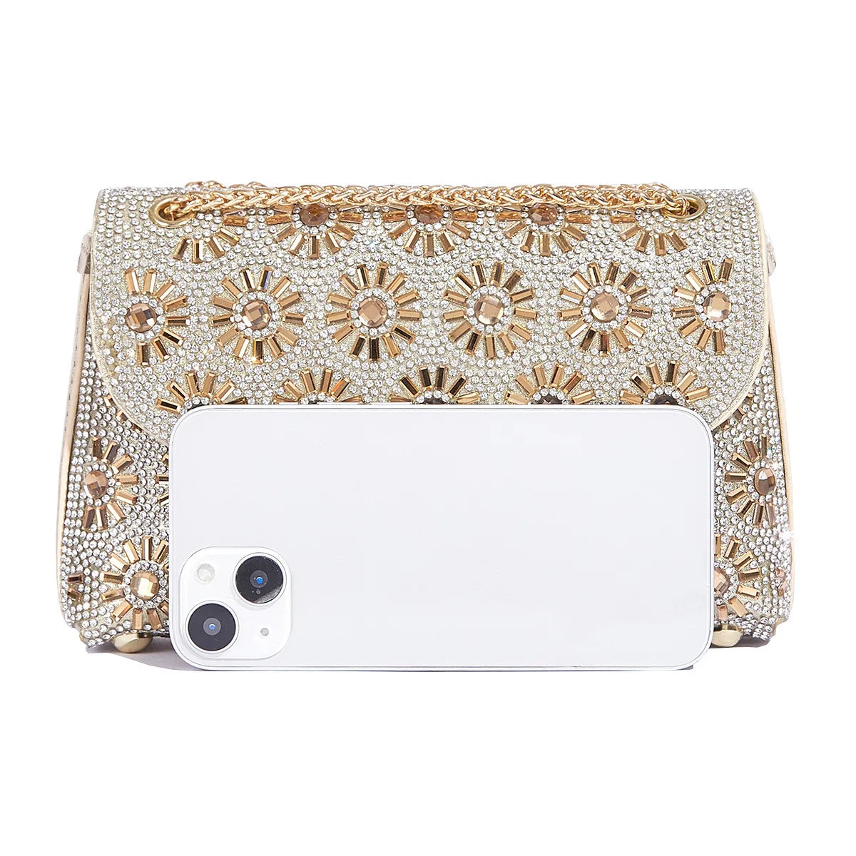 Luxury Designer Clutches: Exquisite Sunflower Rhinestone Clutch for Women