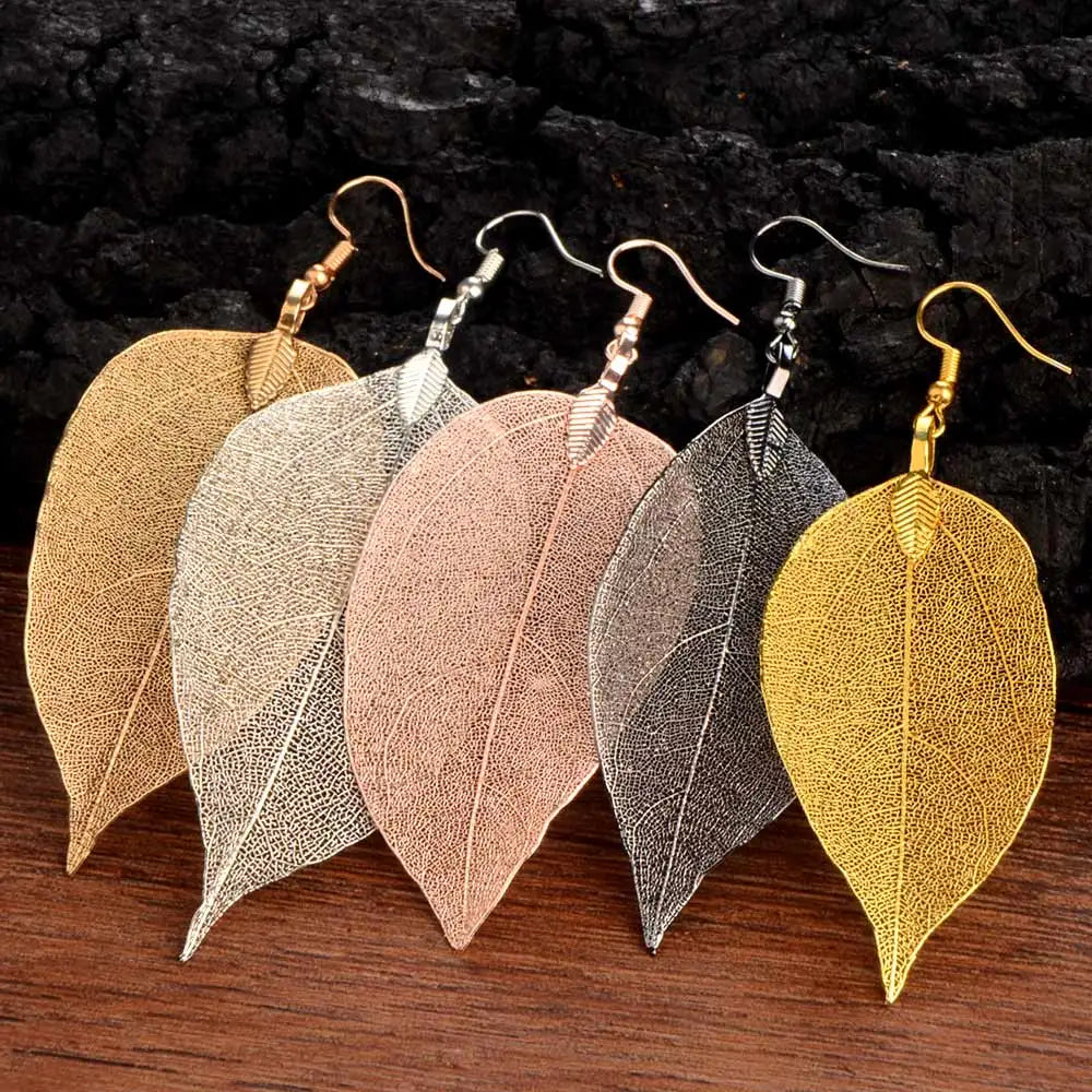 Bohemian Dangle Drop Long Earrings: Fashionable Leaf Design