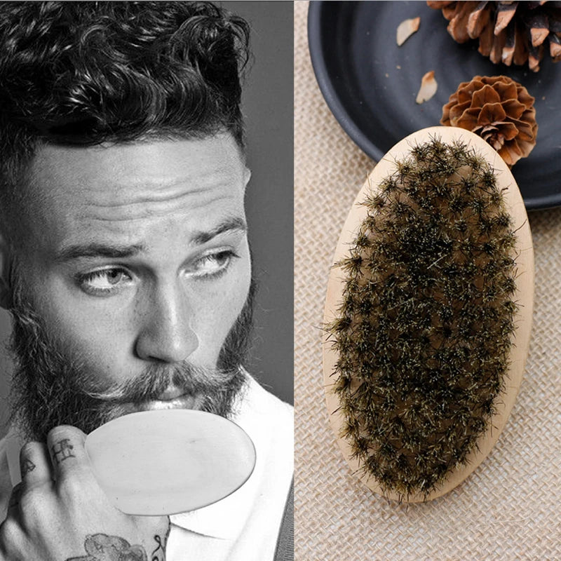 Upgrade Your Grooming Routine with our Professional Soft Boar Bristle Wood Beard Brush Kit