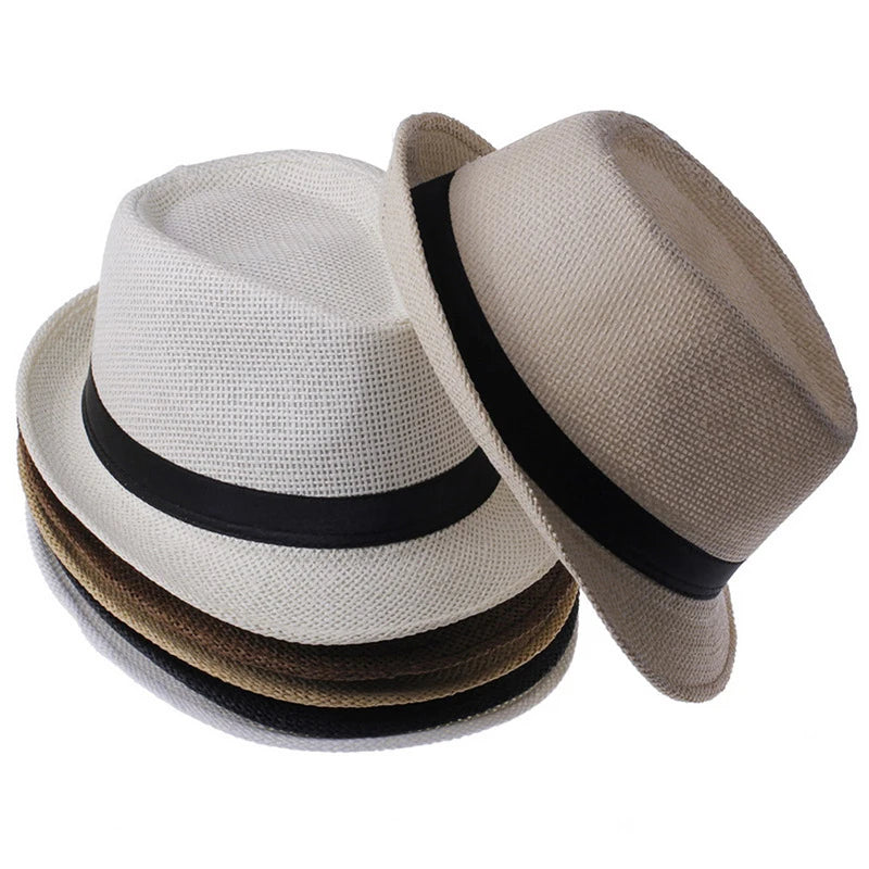 Men's Wide Brim Straw Sun Hat: Cowboy Summer Retro Panama Style for Holiday Travel, Journey, and Casual Elegance in Fedora Caps