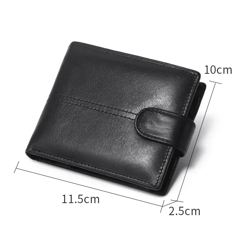 RFID Blocking Genuine Leather Wallet Men with Coin Pocket