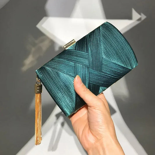 Stylish Evening Clutch with Golden Tassel for Women