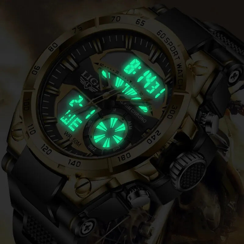 LIGE Dual Display Watch For Men