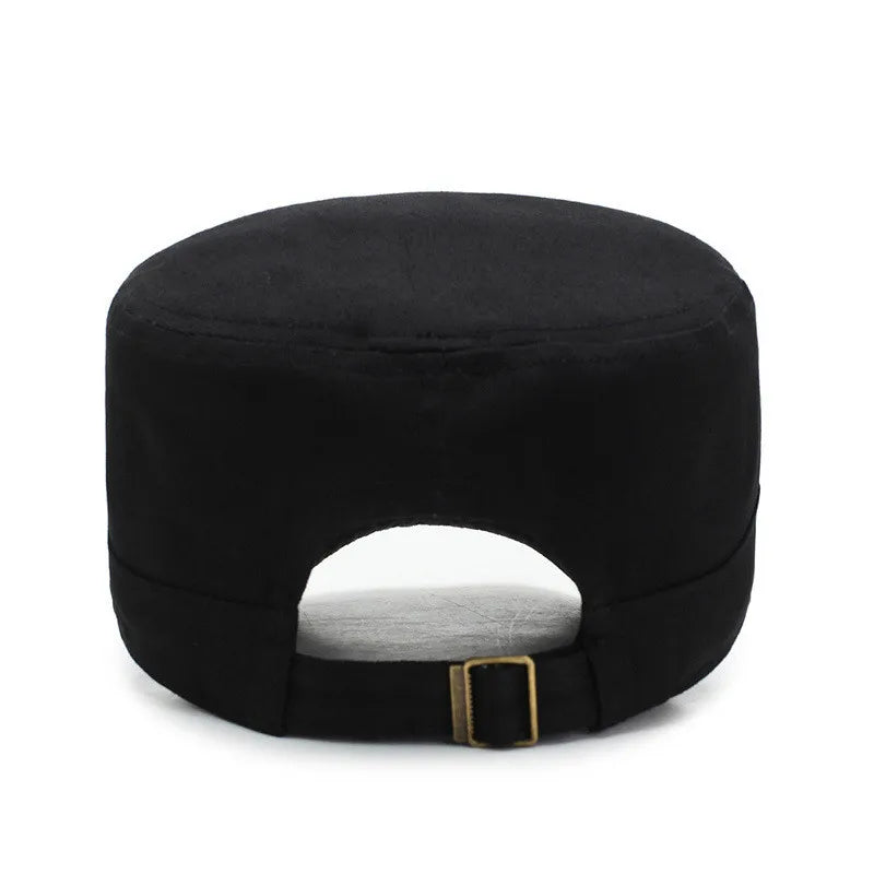 Men's Vintage Military Cap: Casual Flat Top Design for Summer and Autumn, Fashionable Shade in Cotton Material