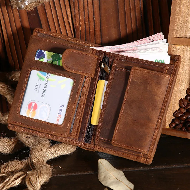 Genuine Leather Men's Wallet with Coin Pocket