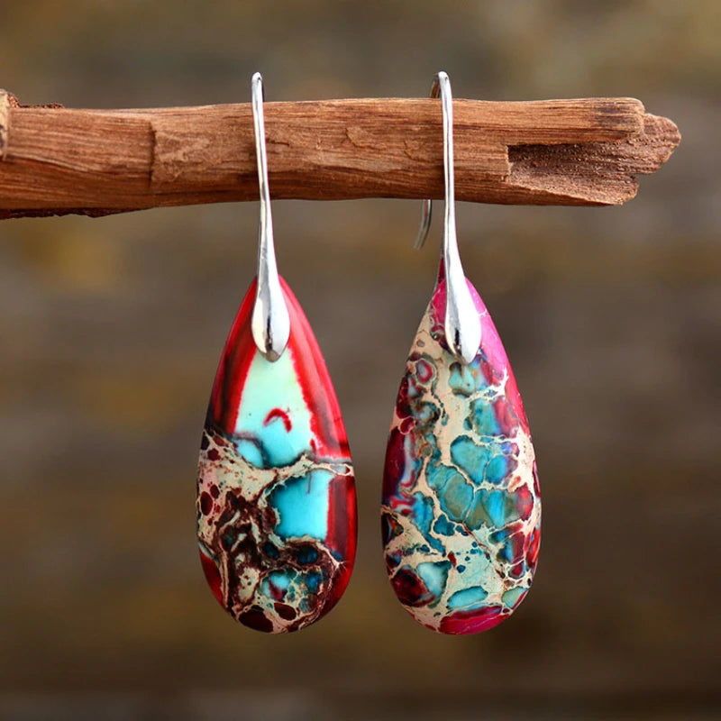 Exquisite Bohemian Emperor Stone Droplet Earrings