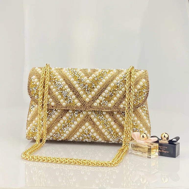 Exquisite Luxury Designer Clutch: High-Quality Pearl Evening Purse