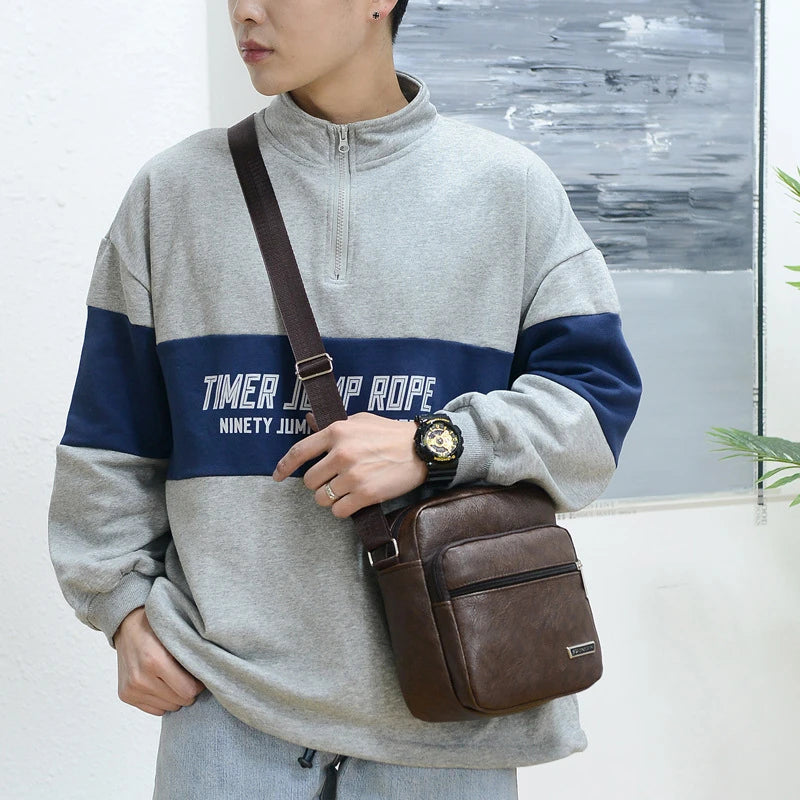 High-Quality Men's Genuine Leather Crossbody Shoulder Bags: Fashionable Business Messenger Bag for Men