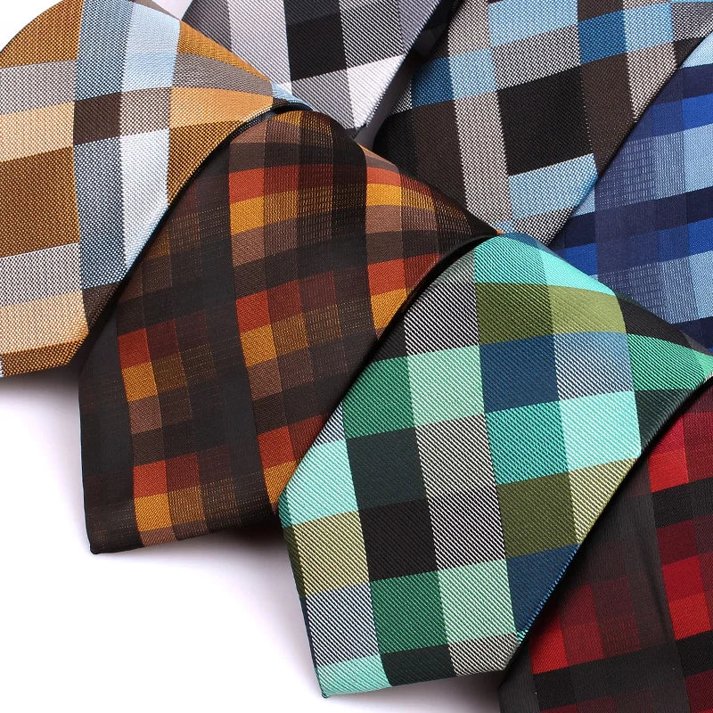 New Polyester Necktie for Men: Classic Checked Ties, Fashionable Neckwear for Wedding, Business, and Suit Attire