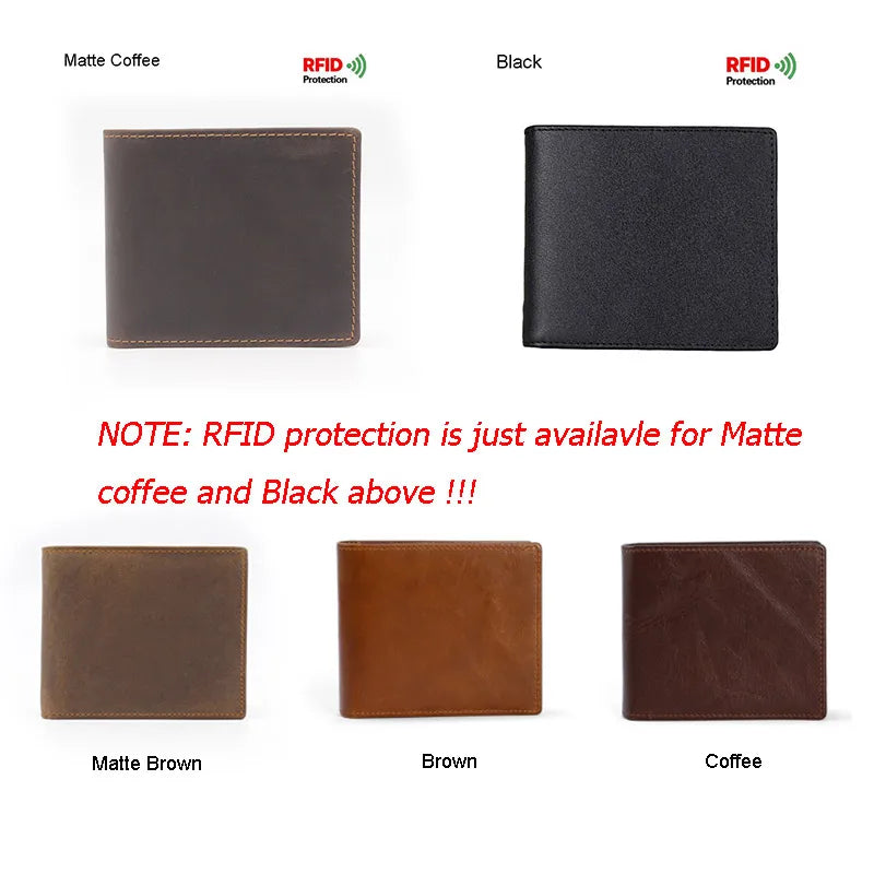 RFID Blocking Men's Oil Wax Skin Vintage Cow Genuine Leather Wallet