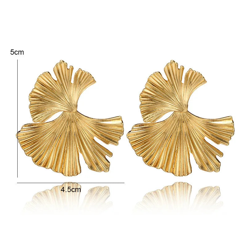 Ginkgo Biloba Leaf-Shaped Drop Earrings for Women