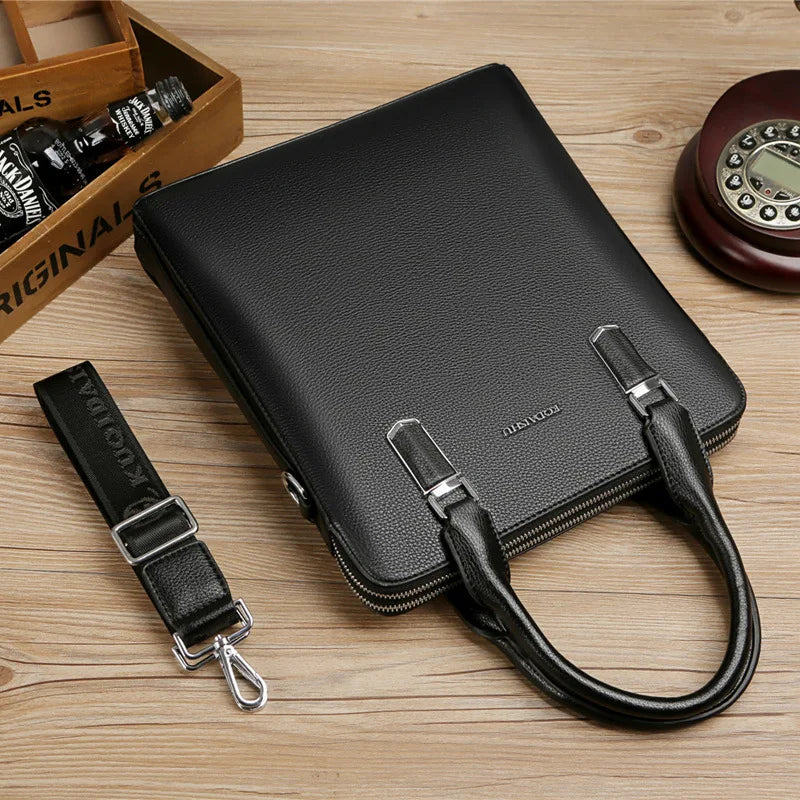 New Luxury Cow Genuine Leather Business Men's Briefcase: High-Capacity Messenger Bag for Laptops